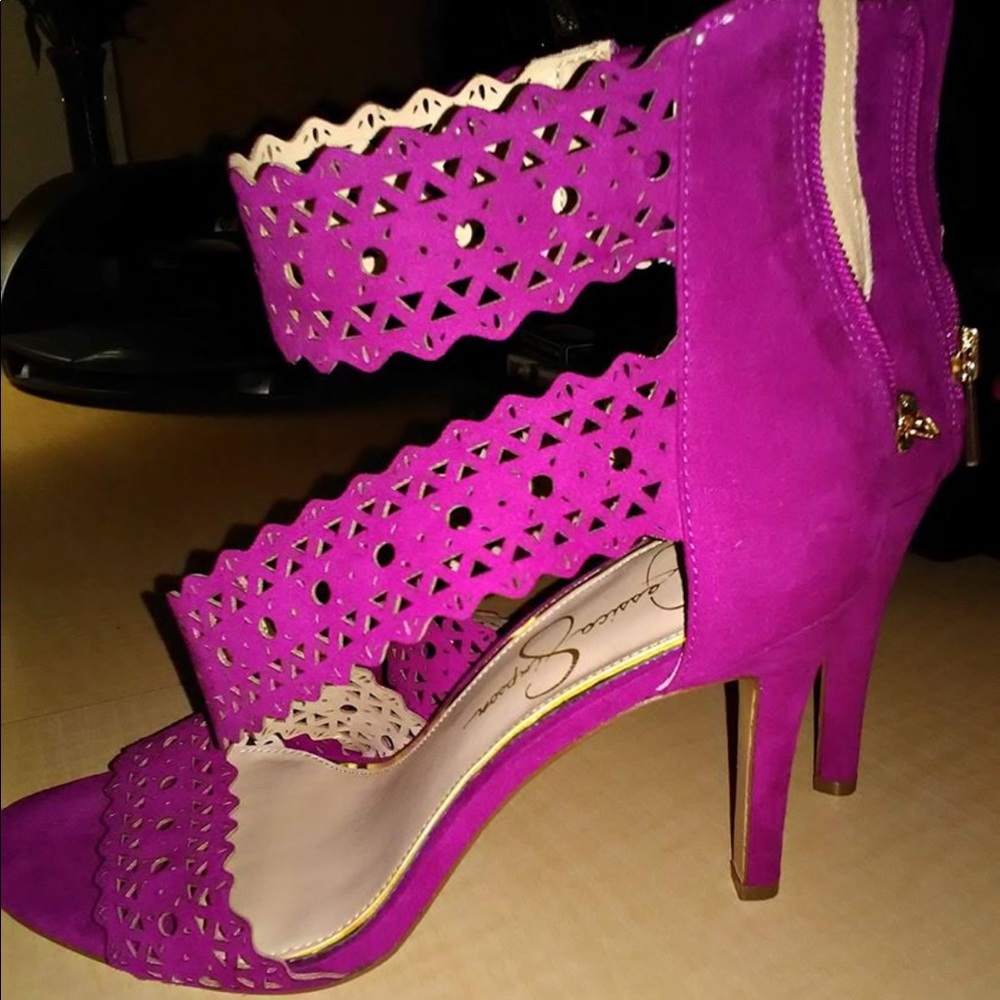 Jessica Simpson Raspberry Sandal Stilettos Sz 8.5